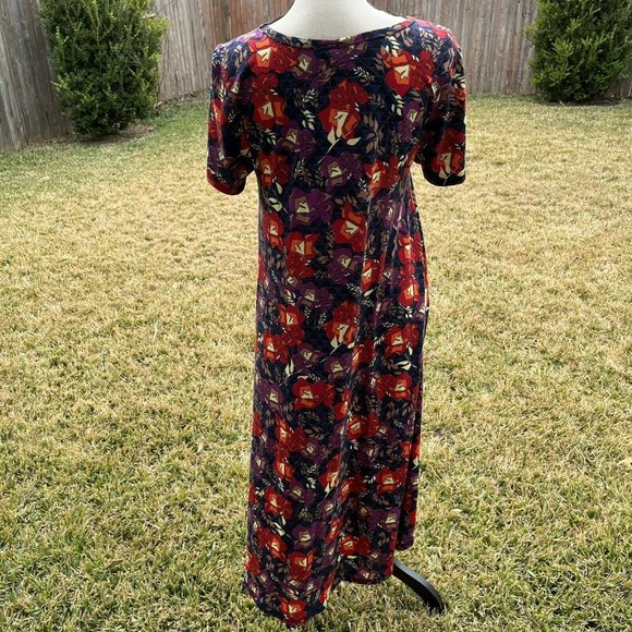 LuLaRoe Carly Swing Dress Women's size Small Short Sleeve Flower Pattern - Picture 4 of 6